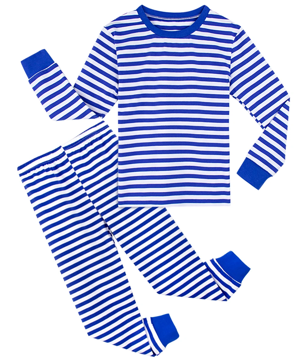 Рождественская Пижама для мальчиков; Рождественская одежда для сна на День Благодарения для малышей; комплект одежды для детей; теплая зимняя одежда для сна в морскую полоску; комплект из 2 предметов - Цвет: Stripe