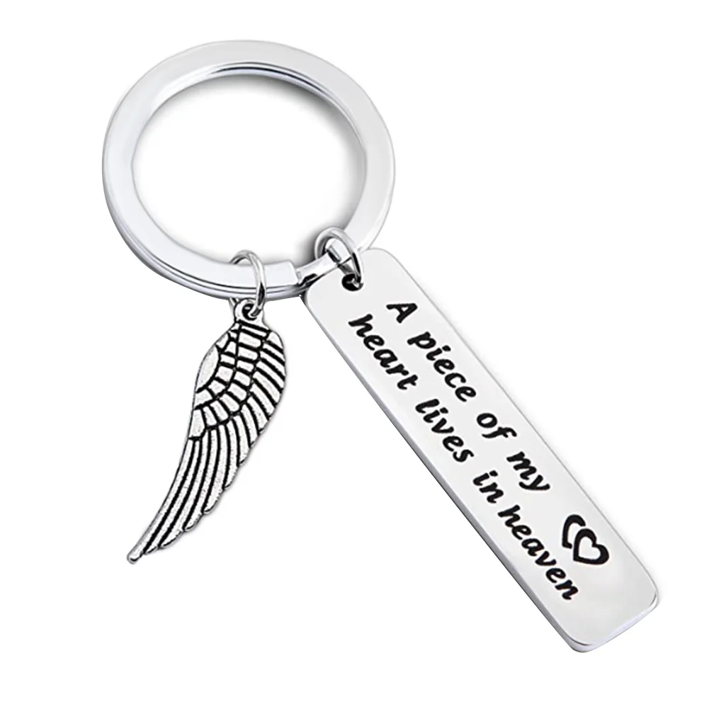 Dropship Edelstahl Memorial Keychain EIN Stück von Meinem Herzen Lebt in Himmel Sympathie Geschenk Verlust von Geliebt Einen Schlüsselring – Detail 4