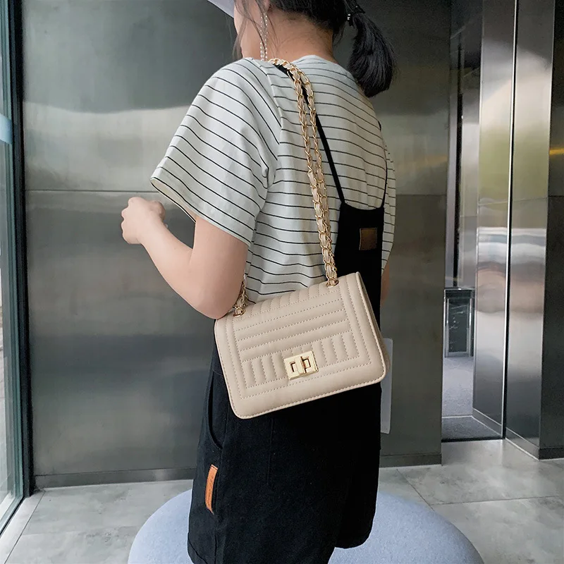 

Summer New Arrival CHIC Textured Bag Women's 2019 New Style Korean-style Versatile Shoulder Fashion Chain Square Sling Bag