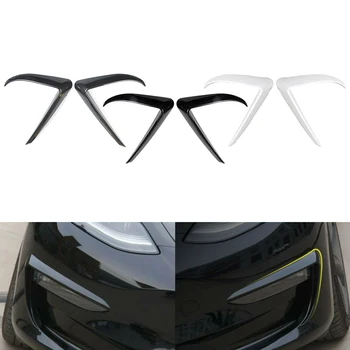 

For Tesla Model 3 2017 2018 2019 Car Front Bumper Fog Light Lamp Eyebrow Eyelids Decoration Cover Trim Car-Styling Accessories