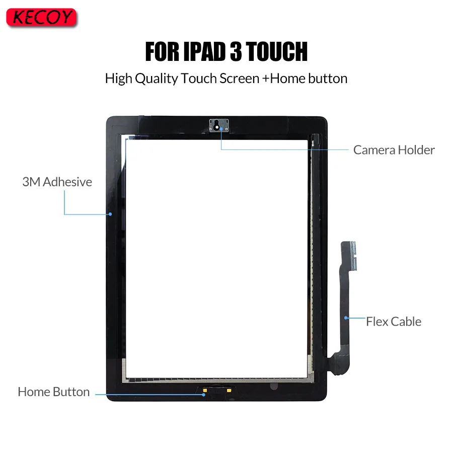 Touch Screen Digitador para Ipad Display Panel Sensor de Vidro Substituição com Botão Ferramentas A1416 A1430 A1403 1pc - Imagem 3