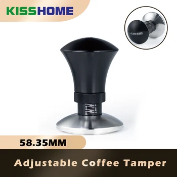 

58.35mm Adjusted Coffee Tamper Flat Base Stainless Steel Espresso Powder Hammer Coffee Accessories For Barista Tools