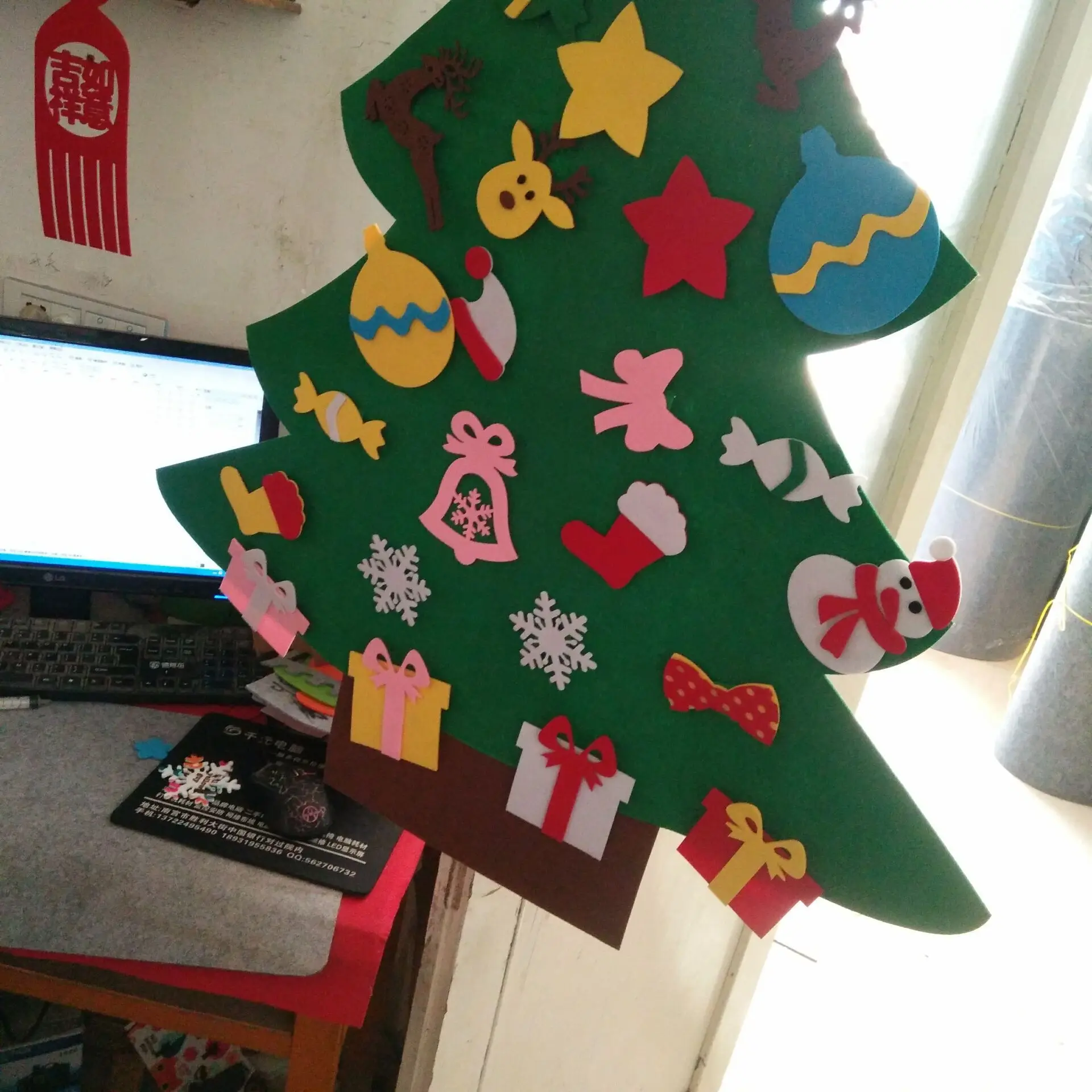 Детский Рождественский подарок, войлочная Рождественская елка, Детские интеллектуальные игрушки, тренировка, рука-мозговая способность, Санта-Клаус