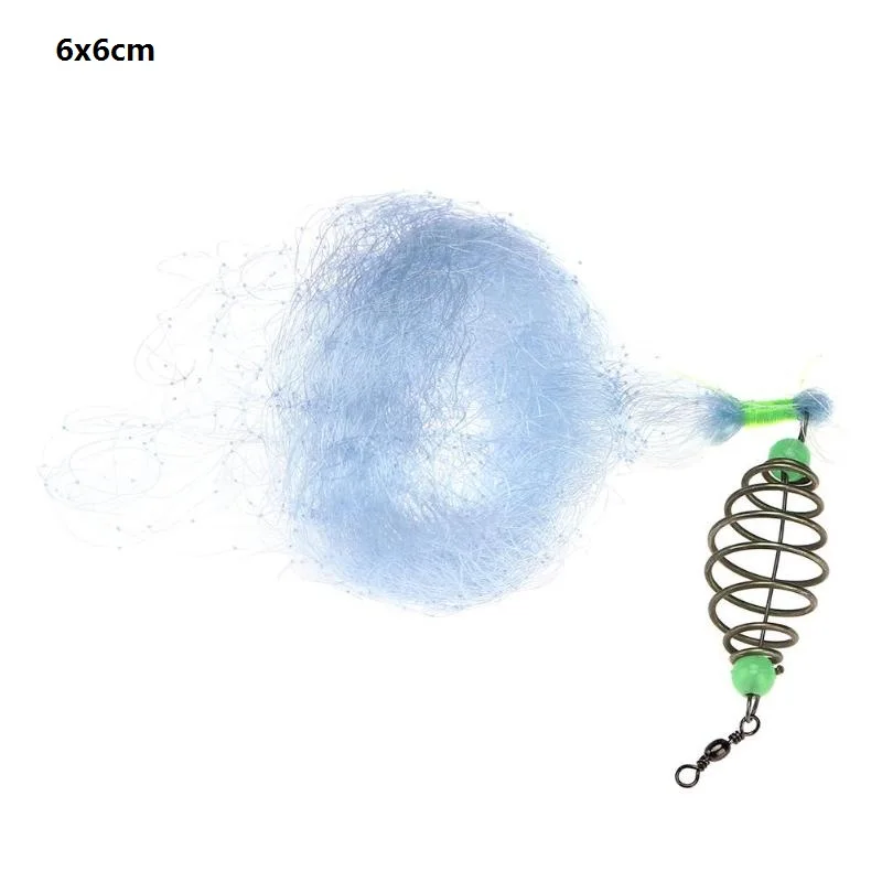 Shoal Small Mesh Fishing Net w/ Night Luminous Beads Ball Ring Bearing Connector Solid Ring Fishing Accessories - Цвет: 6x6cm