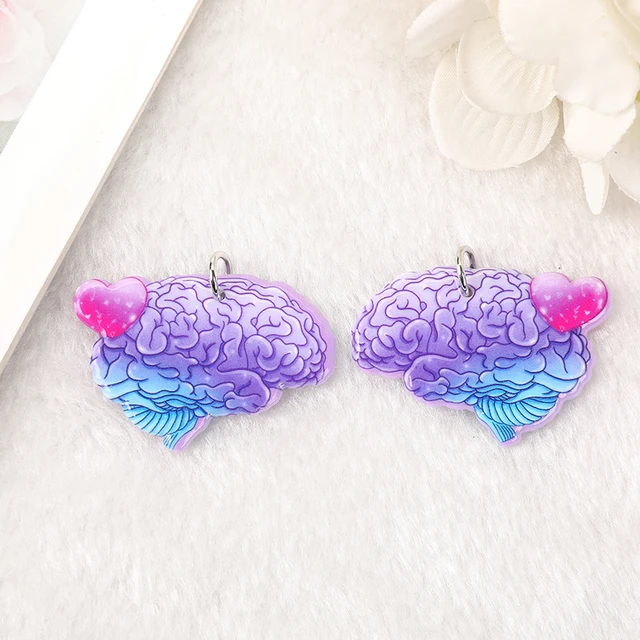 10Pcs Creepy Valentine Acrylic Charms Magic Snake Heart Skull Flower Pendant For Earring Necklace Diy Making with Hoop