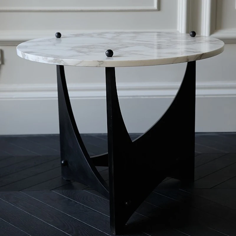 『Cheap!!!』- GY Nordic Natural Marble Conference Table Creative Black
Metal Circle Coffee Shop Table Occasional Table