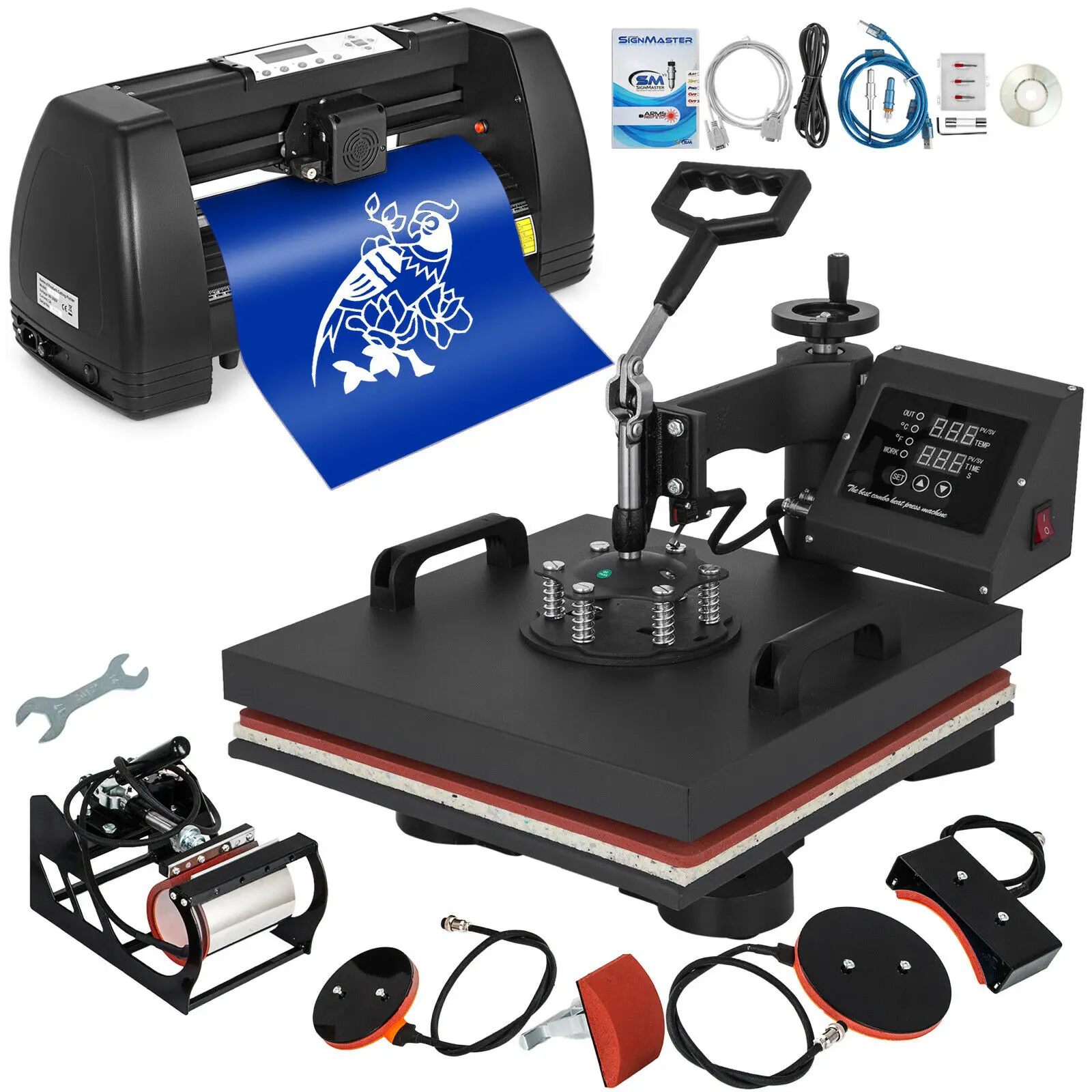 

5in1 Heat Press 15"x15" Vinyl Cutter Plotter 14" Cut Device T-Shirt Usb Port