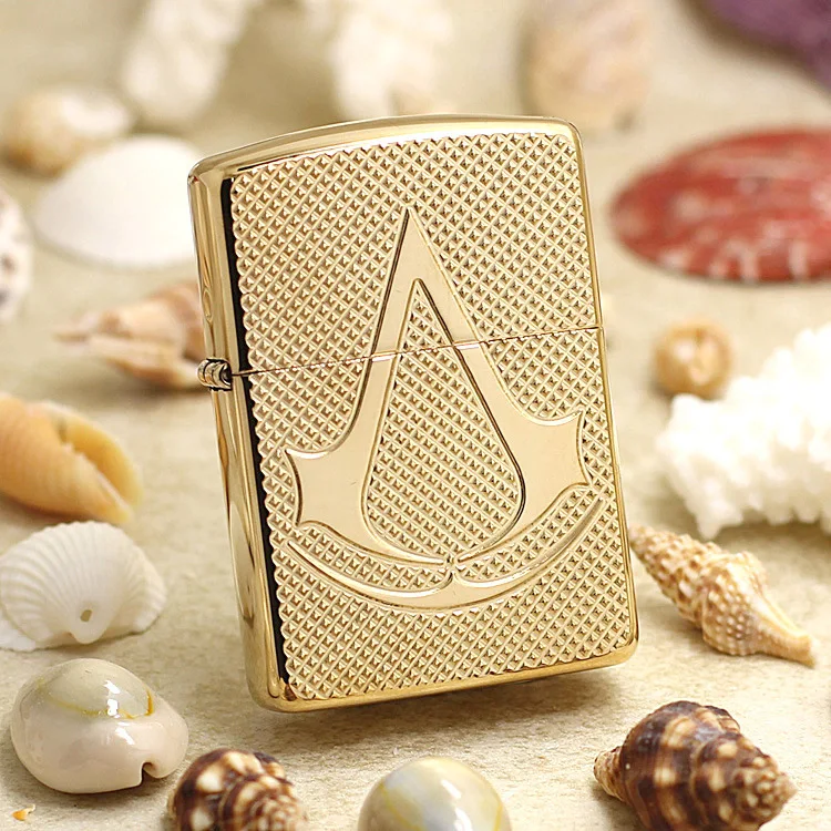 Genuine Zippo Oil Lighter Copper Golden Assassin Creed Cigarette Kerosene Lighters Gifts With Anti Counterfeiting Code Lighters Aliexpress