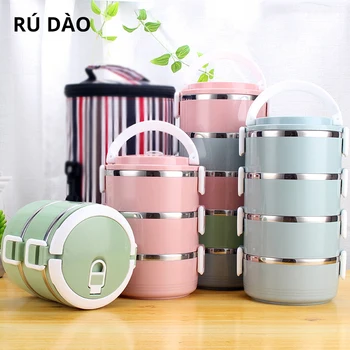 

1-5 Layers Lunch Box For Kids Bento Food Container Kitchen Storage Organizer Home Lunchbox Stainless Steel Insulation Dinnerware