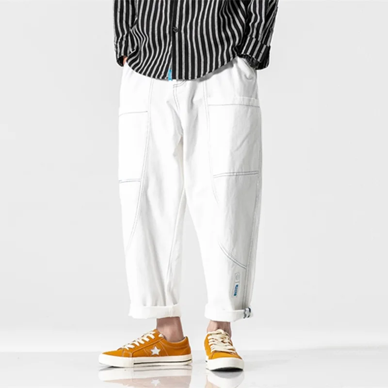 

Yi dao Vintage Spring Clothing New Style Japanese-style Solid Color Straight-Cut Casual Pants BOY'S Loose Pocket Decoration Wide