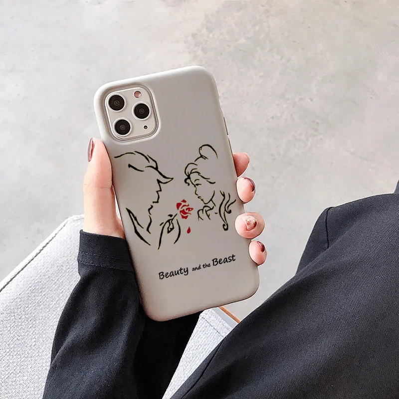 Couple Beauty and the Beast Cover for iPhone 11 X XR Xs Max 8 7 6 Plus 6S 5S SE Soft Silicone Phone Case Coque Fundas Bag - Цвет: Beauty 7Gray