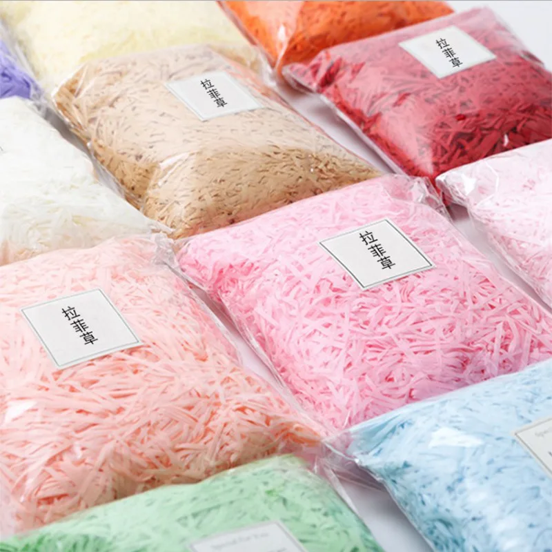20/50g Paper Raffia Candy Boxes DIY Gift Filling Box Filler Material Colorful Shredded Crinkle Wedding Marriage Party Decoration