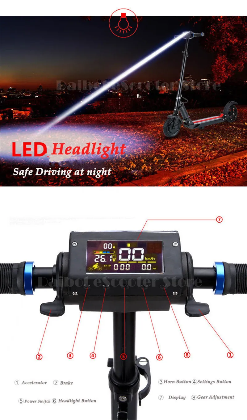 Daibot Electric Scooter For Adults Two Wheel Electric Scooters 8 Inch 36V Double Suspension Folding Electric Skateboard Scooter  (6)_