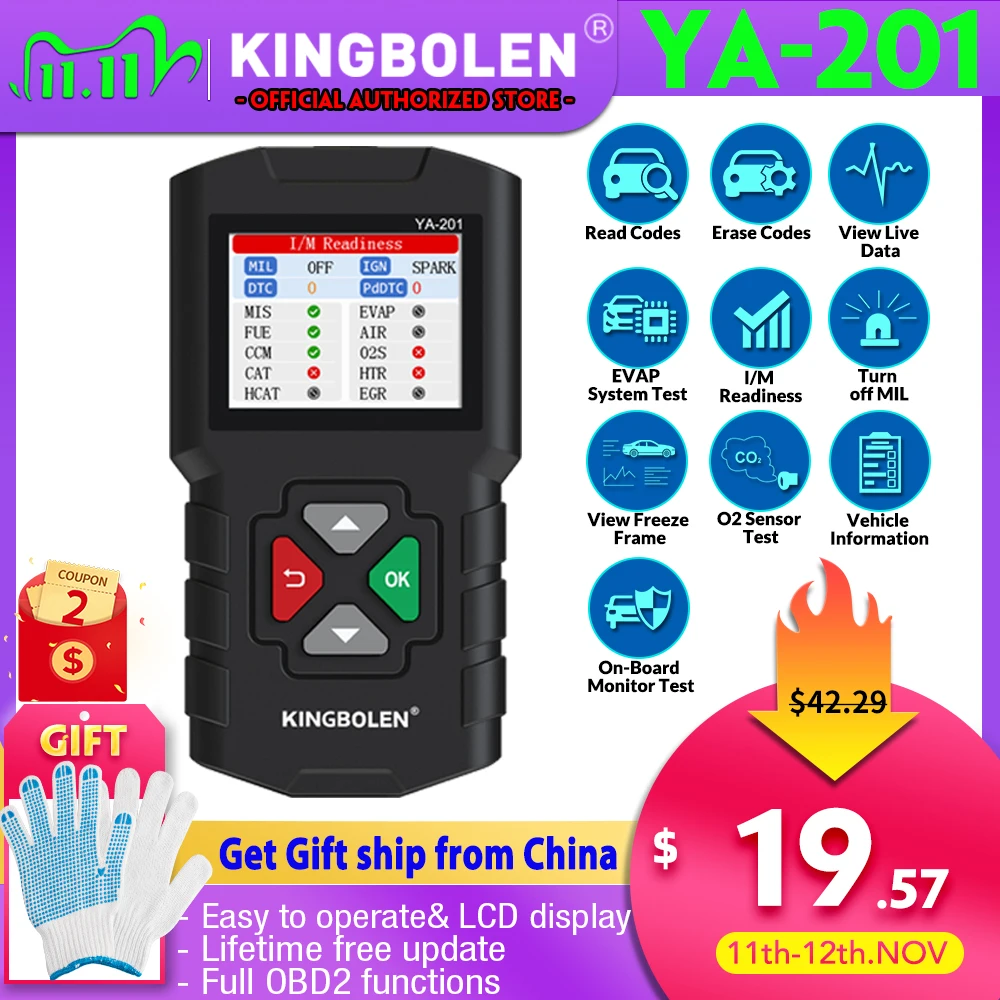 Инструмент для диагностики автомобиля EDIAG YA201 сканер Obd2 проверка освещенности
