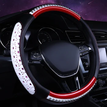 

DUKEAUTO Car accessory metal beads braid 15 16 inch Steering Wheel Cover 38cm for Women Lady prius D type