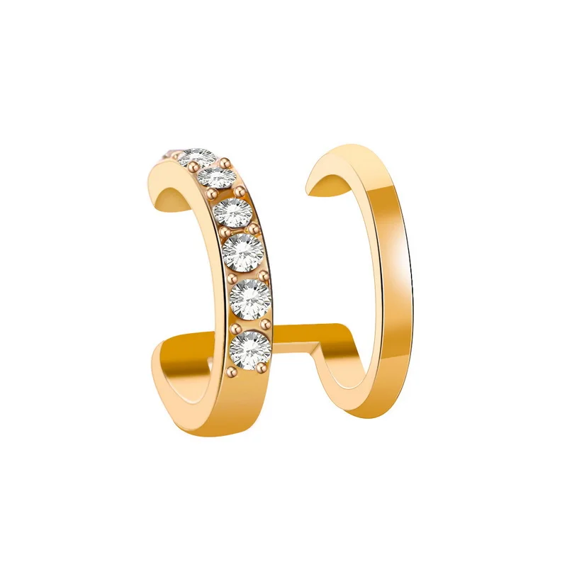 2021 New Ear Clip Bohemian Gold Color Ear Cuffs Zircon Leaf Clip Earrings For Women Climbers Stud Earring Fashion Accessories