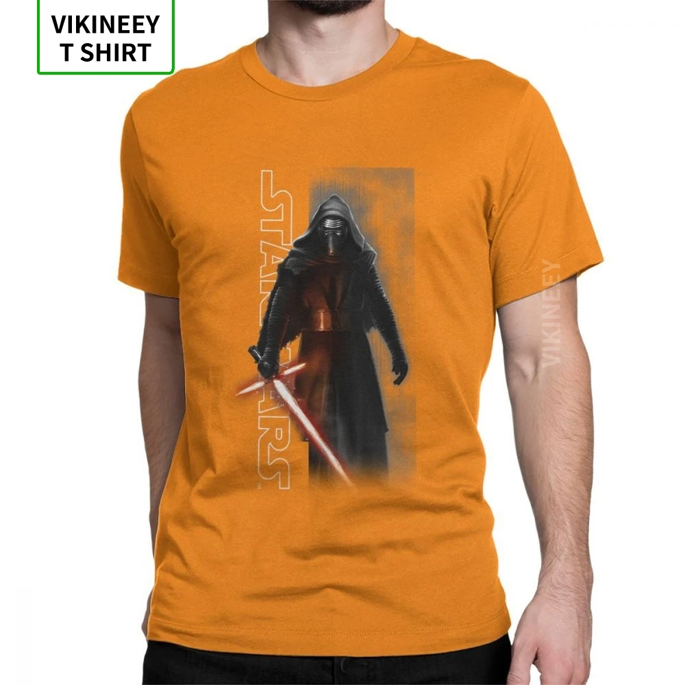 Звездные войны, серия, футболка для мужчин, The Force Awakens Kylo Ren Shadows, футболка для мужчин, обычные топы, потрясающие футболки, хлопковая футболка из ткани - Цвет: Оранжевый