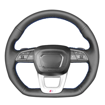 

Hand-stitched Black PU Artificial Leather Steering Wheel Cover for Audi Q3 Q5 (FY) Q7 (4M) Q8 SQ5 (FY) SQ7 (4M) 2016-2019 SQ8