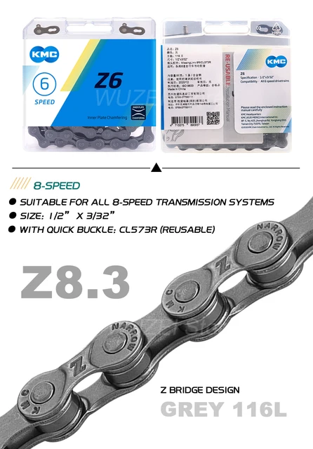 Bike Parts KMC E8 EPT Chain 6/7/8-speed Silver Chaine Velo