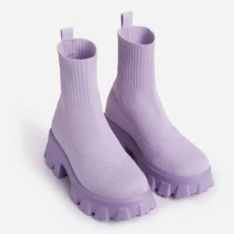 2022 New Autumn Winter Boots Couple Socks Shoes Women Thick-soled Casual Large Size Knitted Short Boots Women Botas De Mujer 