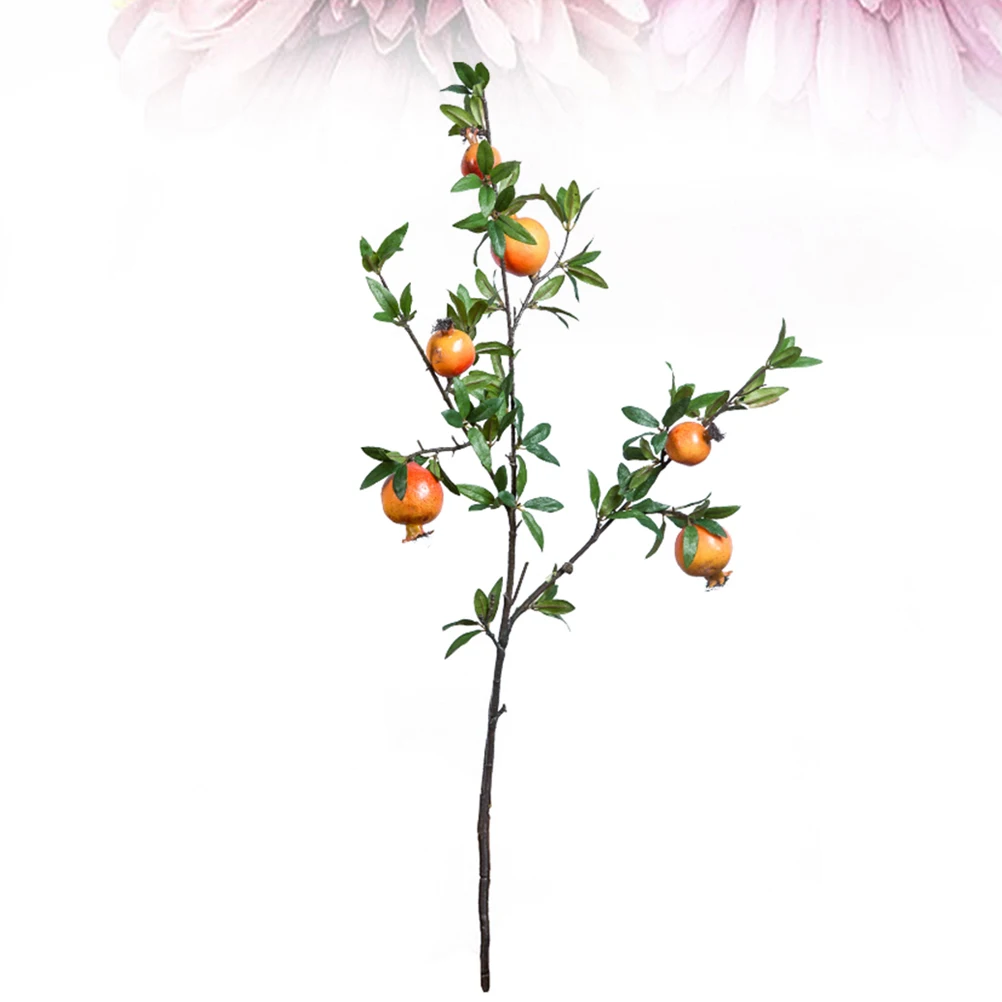 1Pc Lifelike Decorative Delicate Artificial Pomegranate Flower Simulation Flower Berries Fake Green Plant for Office Home Dorm