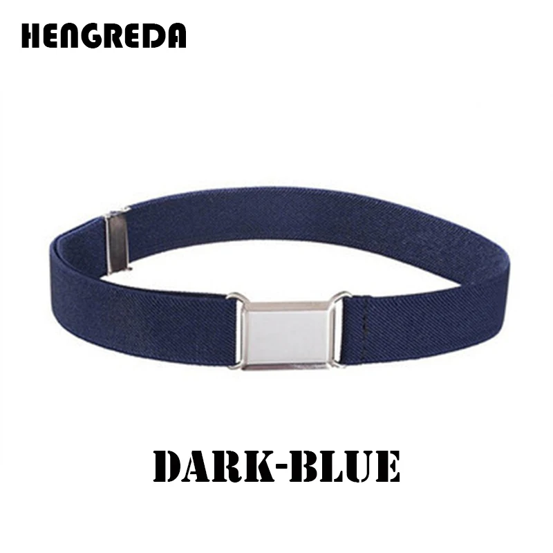 Dark-blue Холщовый ремень для мальчиков, детский модный ремень с пряжкой из сплава для мужчин, регулируемые эластичные детские ремни, 11 цветов, 77*2,5 см - Цвет: Dark-blue