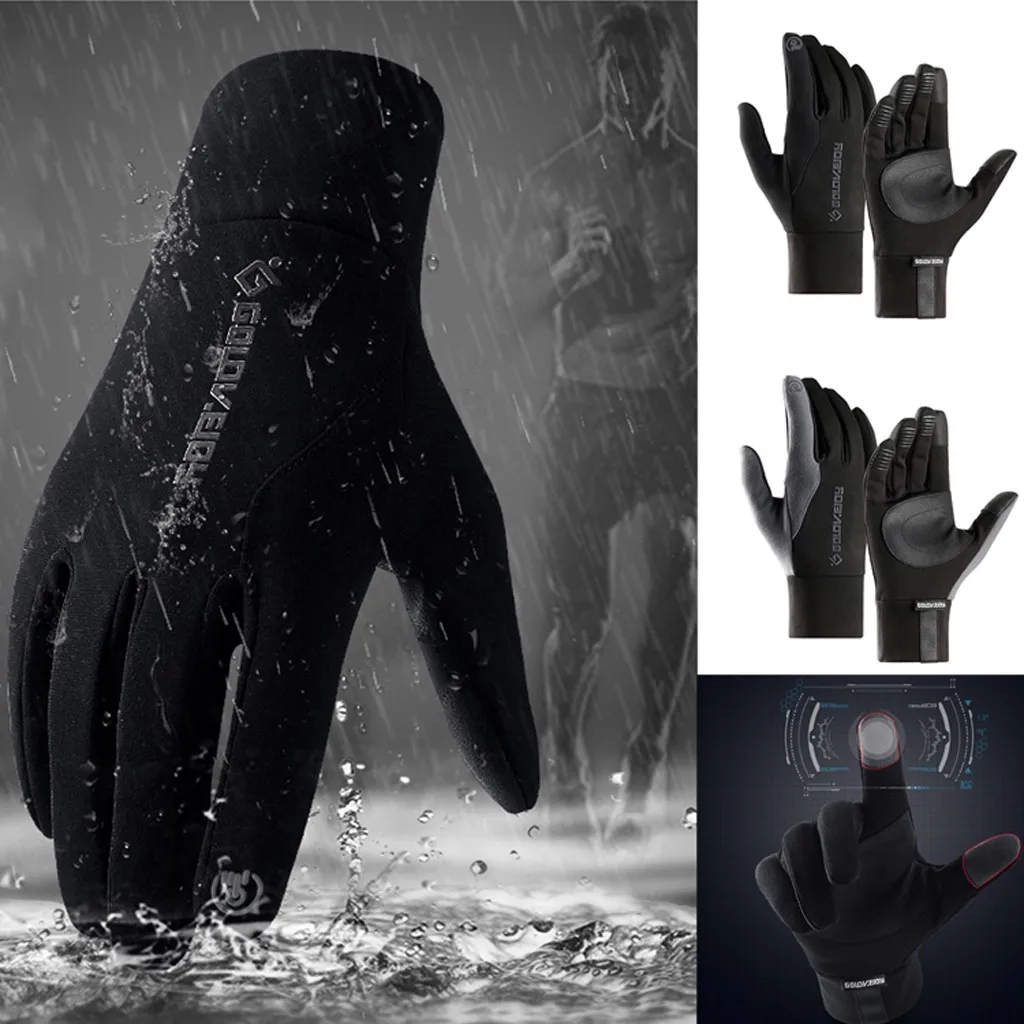 Versatilely High Quality Unisex Outdoor Waterproof Solid Color Gloves Winter Zipper Touch Screen Plus Velvet Gloves handschoenen