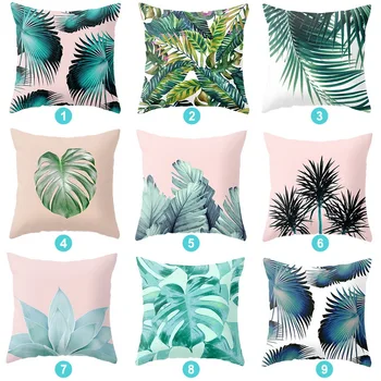 

Tropical plant leaves Pillowcase Home Decorative bolster Cover Nordic Style Velvet Cushion Seat Changing polyester