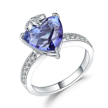 

Gem's Ballet 5.89Ct Natural Iolite Blue Mystic Quartz Triangle Rings 925 Sterling Silver Rings for Women Wedding Fine Jewelry