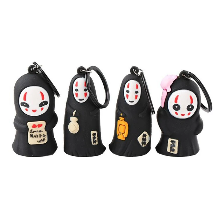 

Anime No Face Man Keychain Figure Toys Miyazaki Hayao Spirited Away Faceless Man Key Chain Ring Pendant PVC Model Doll for Gift