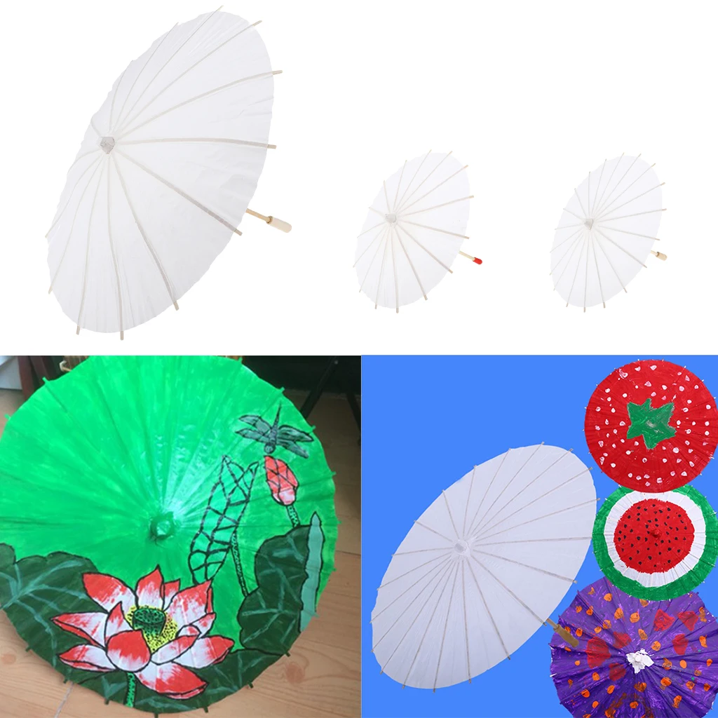 Chines Traditional Paper Umbrella Party Supplies, Mini Paper Parasol Umbrellas Blank Paper Umbrellas DIY Craft Graffiti Kids Toy