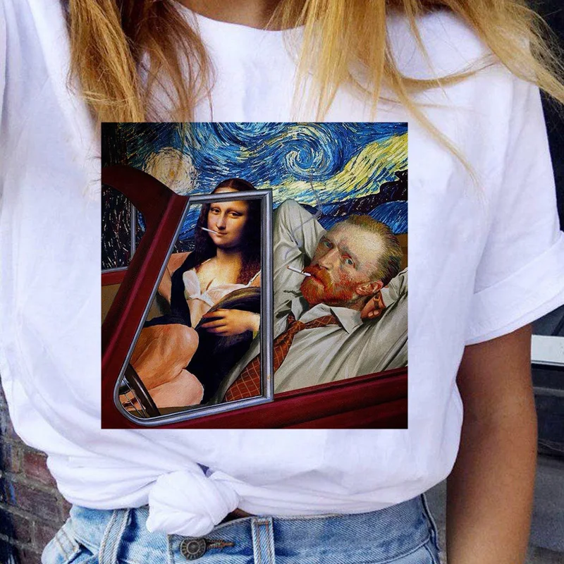 

Korean style fashion top T-shirt van gogh women's T-shirt funny 90s aesthetics Ullzang T-shirt retro harajuku women's T-shirt