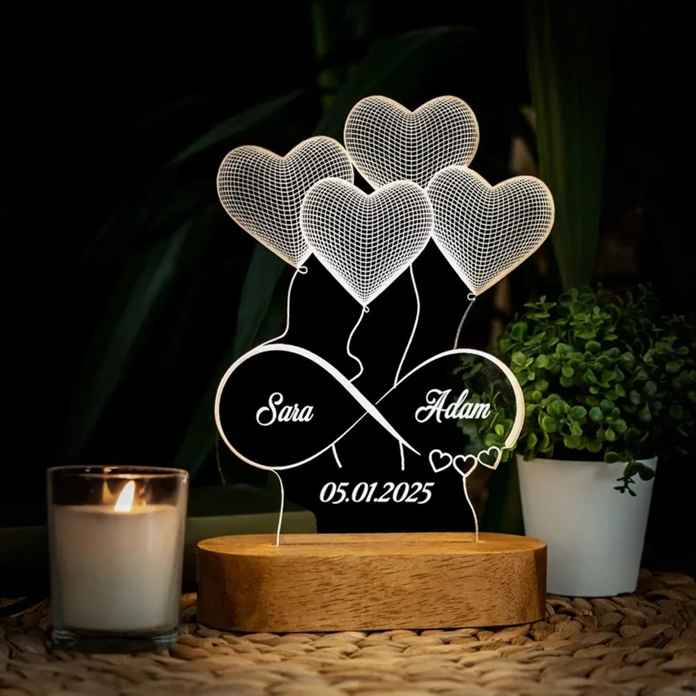  Personalized Wood Candle Holder Heart & Infinity