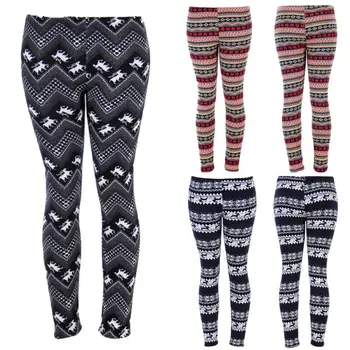 

Women's Leggings Winter Warm Pant Xmas Knit Snowflake Nordic Tight Fleece Stretch Pants 2019 NEW