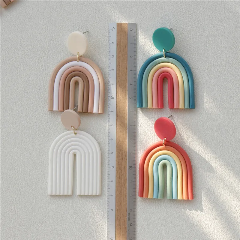 Dangle Earrings Drop Earrings Long Earrings AOMU 1Pair Korea Spring Autumn Candy Color Gradient Ceramic Clay Long Dangle Drop Earrings for Women Jewelry Gifts