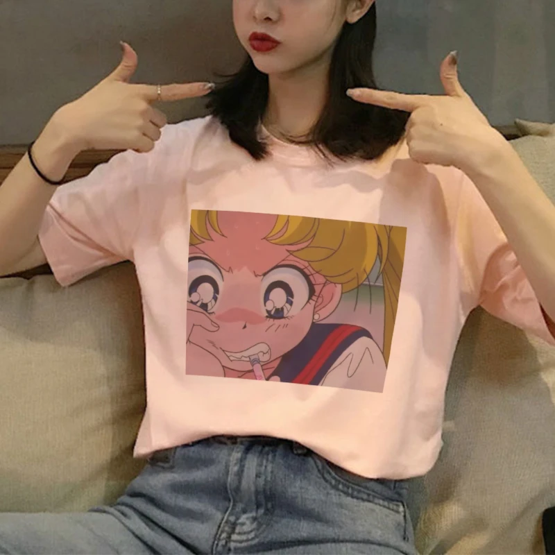 Женская футболка с короткими рукавами Sailor Moon летняя модная Harajuku забавными Ulzzang