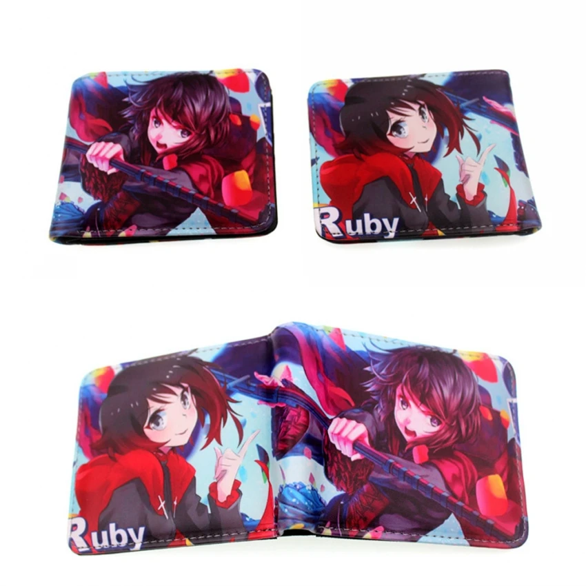 Аниме RWBY Рубиновая Роза pu кошелек Мальчики Девочки монета карман короткий двойной держатель для карт слой кошелек Студенческая Кожа Косплей кошелек