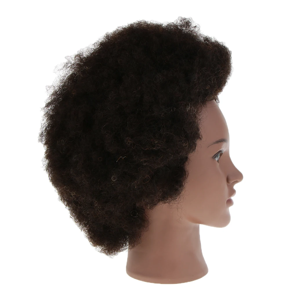 Cosmetology Afro Mannequin Heads w/ Human Hair for Braiding Cornrow Practice
