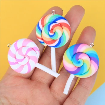 

10pcs Cute Resin Lollipop Charms Pendants For Handmade Decoration Necklace Earring Key Chain Jewelry Making Diy Phone Case C142