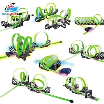 

2020 Glowing Magical Track Car DIY Assembly Railway Race Magic Inertia Cars Set Tracks Rail Auto Toy Children Game Birthday Gift