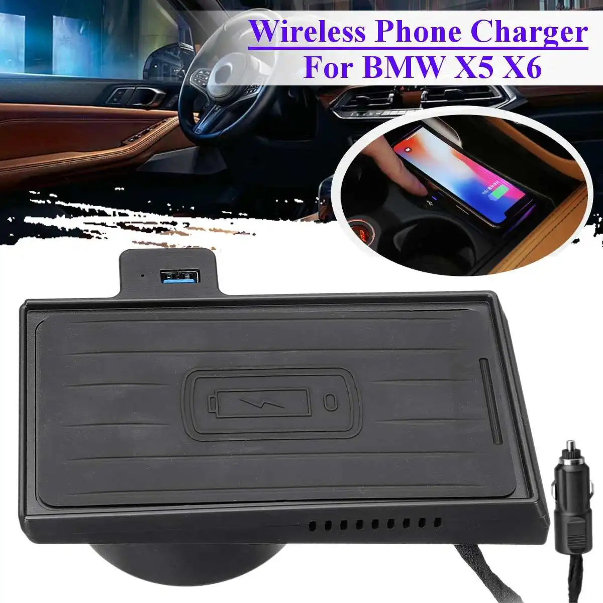 

Car Phone Wireless Charging tool Wireless Charger Phone Mount Holder Storage Box For BMW X5 X6