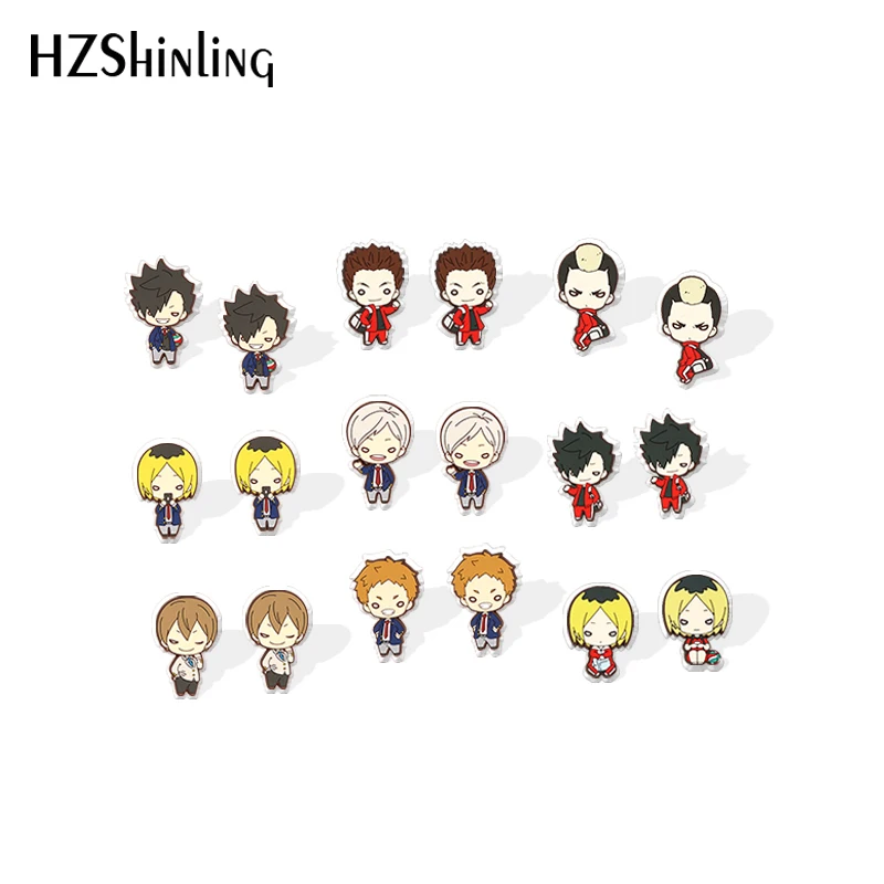 2020 Новый кошмарным аниме серьги-гвоздики в форме Kuroo Kozume Tsukishima акриловые серьги