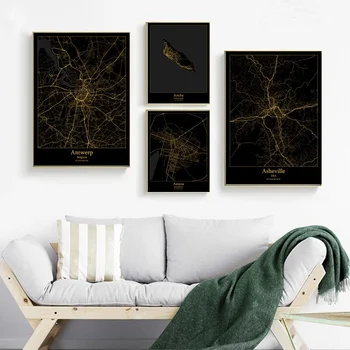 

Antwerp Belgium Aruba Netherlands Asheville Astana Kazakhstan map Canvas poster Painting Print Home Decoration Wall Art Decor
