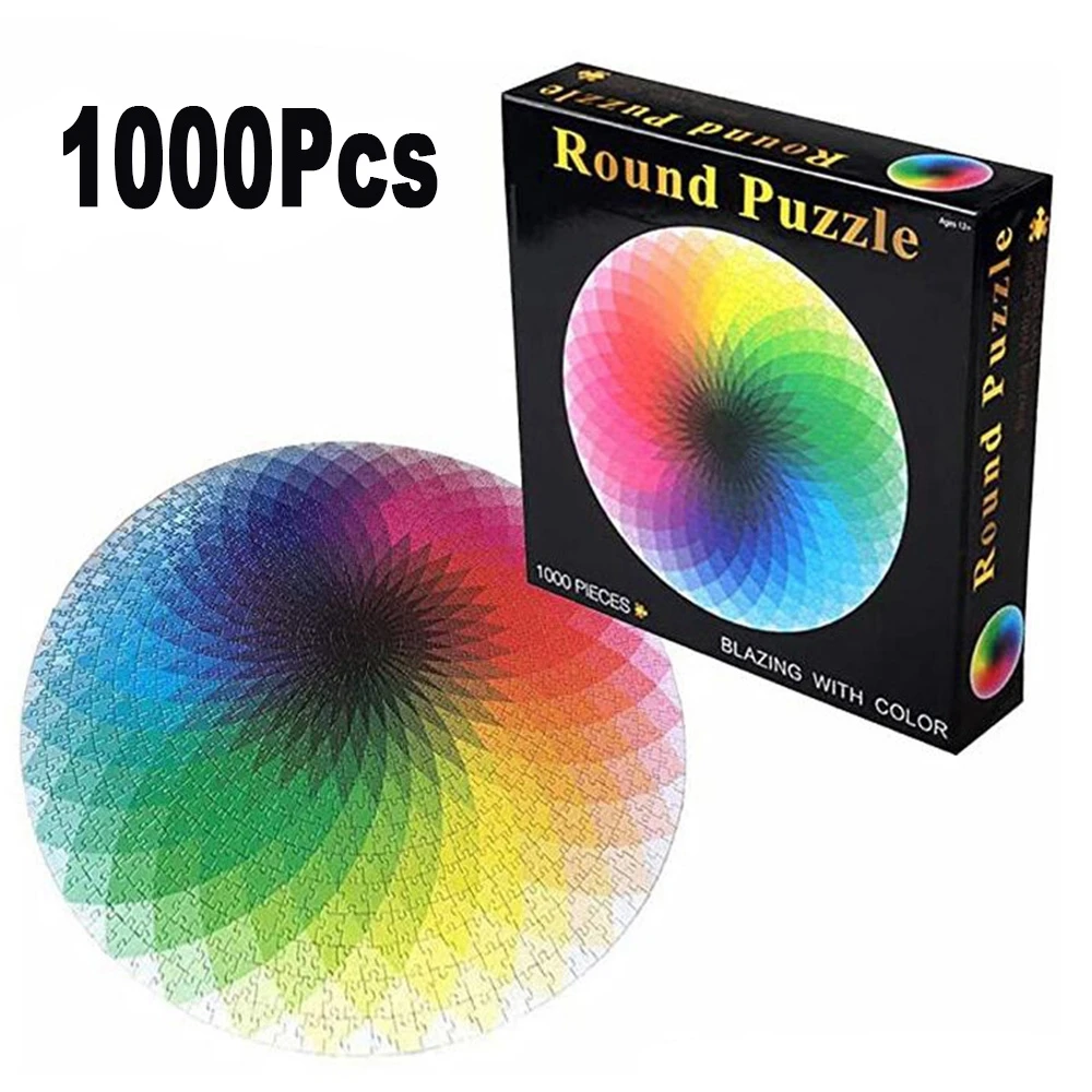 

1000Pcs DIY Jigsaw Puzzle Colorful Rainbow Round Geometrical Photo Puzzle Adults Kids Educational Reduce Stress Toy dropshipping