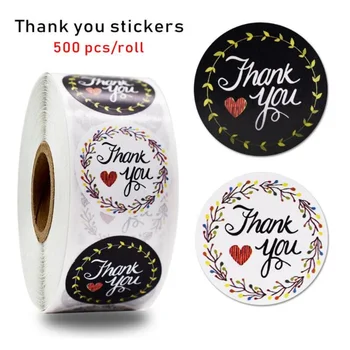 

1500pcs Round Kraft Paper Label Sticker Thank You Hand Made With Love Heart Stickers for Scrapbook Stationery Sticker