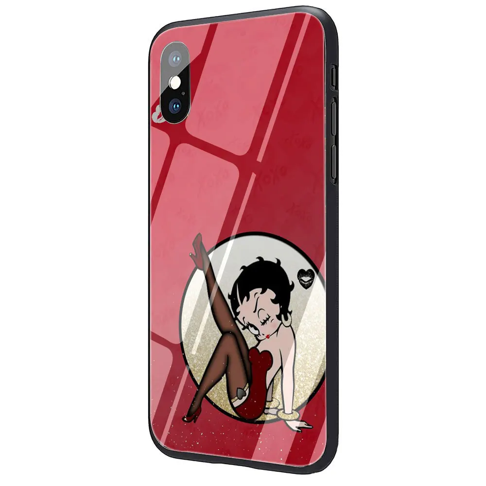 EWAU Betty Boop чехол из закаленного стекла для телефона для iphone 5 5s SE 6 6s 7 8 plus X XR XS 11 pro Max - Цвет: G9