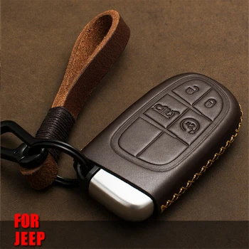 

Genuine Leather Car Auto Remote Car Key Shell Case Protector Cover for JEEP FIAT DODGE CHRYSLER Cherokee Compass Car Accessories