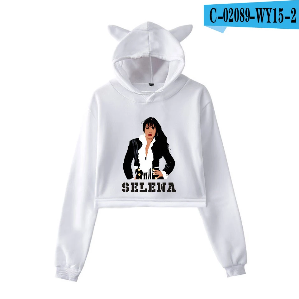 Selena Quintanilla кошка толстовки с принтом для женщин летний короткий кошачий топ модные толстовки с капюшоном Сексуальная уличная одежда размера плюс - Цвет: picture color
