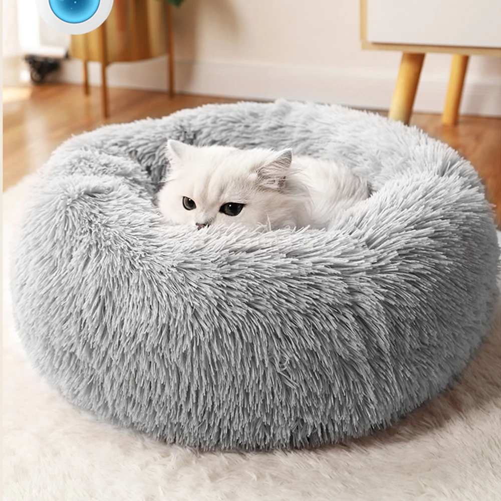 Camas redondas de felpa para gatos, cama de perro suave y larga para canasta para perros, cojín, cama para gatos, alfombrilla para animales, sofá para dormir, productos para mascotas