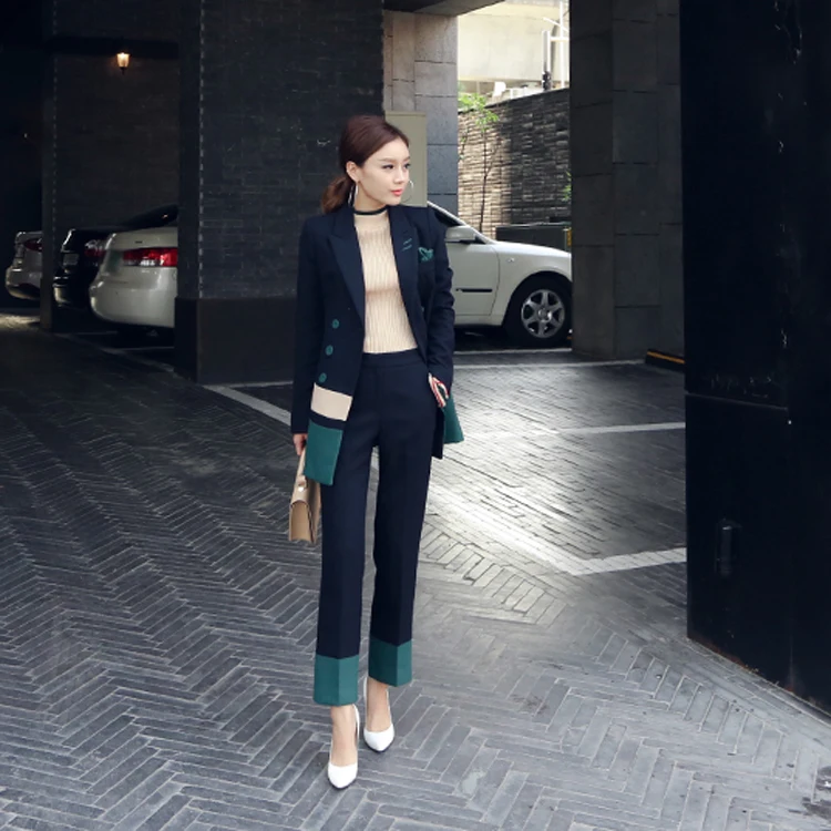 Г. Осенняя одежда, длинный Костюмный пиджак han edition, модные женские брюки красивые цветные костюмы